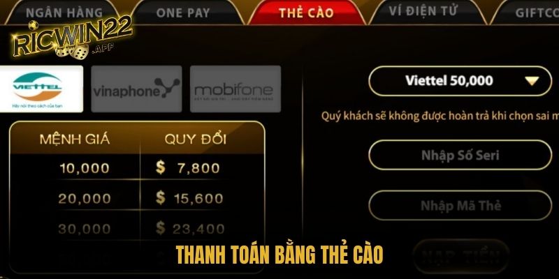 Thanh toán bằng thẻ cào