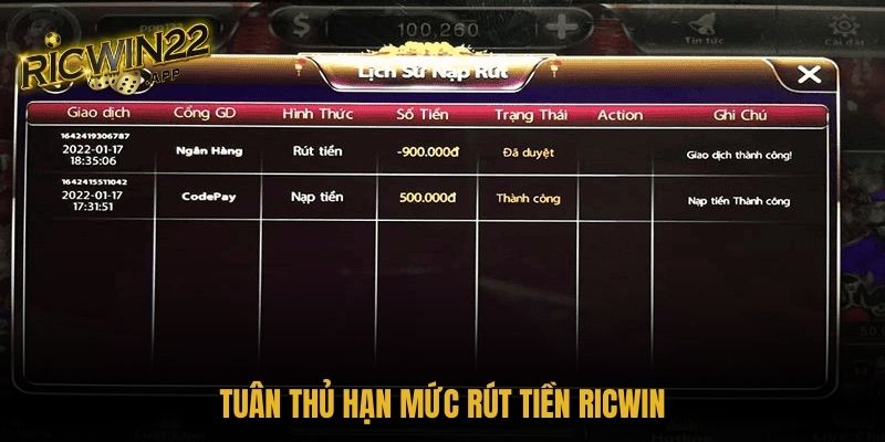 Tuân thủ hạn mức rút tiền